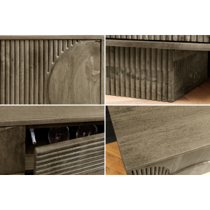 TV stolek ART DECO 200cm 3D mangové dřevo, šedá  Místnosti 46804