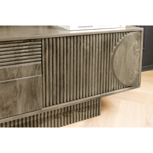 TV stolek ART DECO 200cm 3D mangové dřevo, šedá  Místnosti 46804