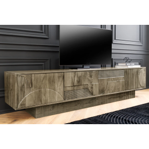 TV stolek ART DECO 200cm 3D mangové dřevo, šedá  Místnosti 46804