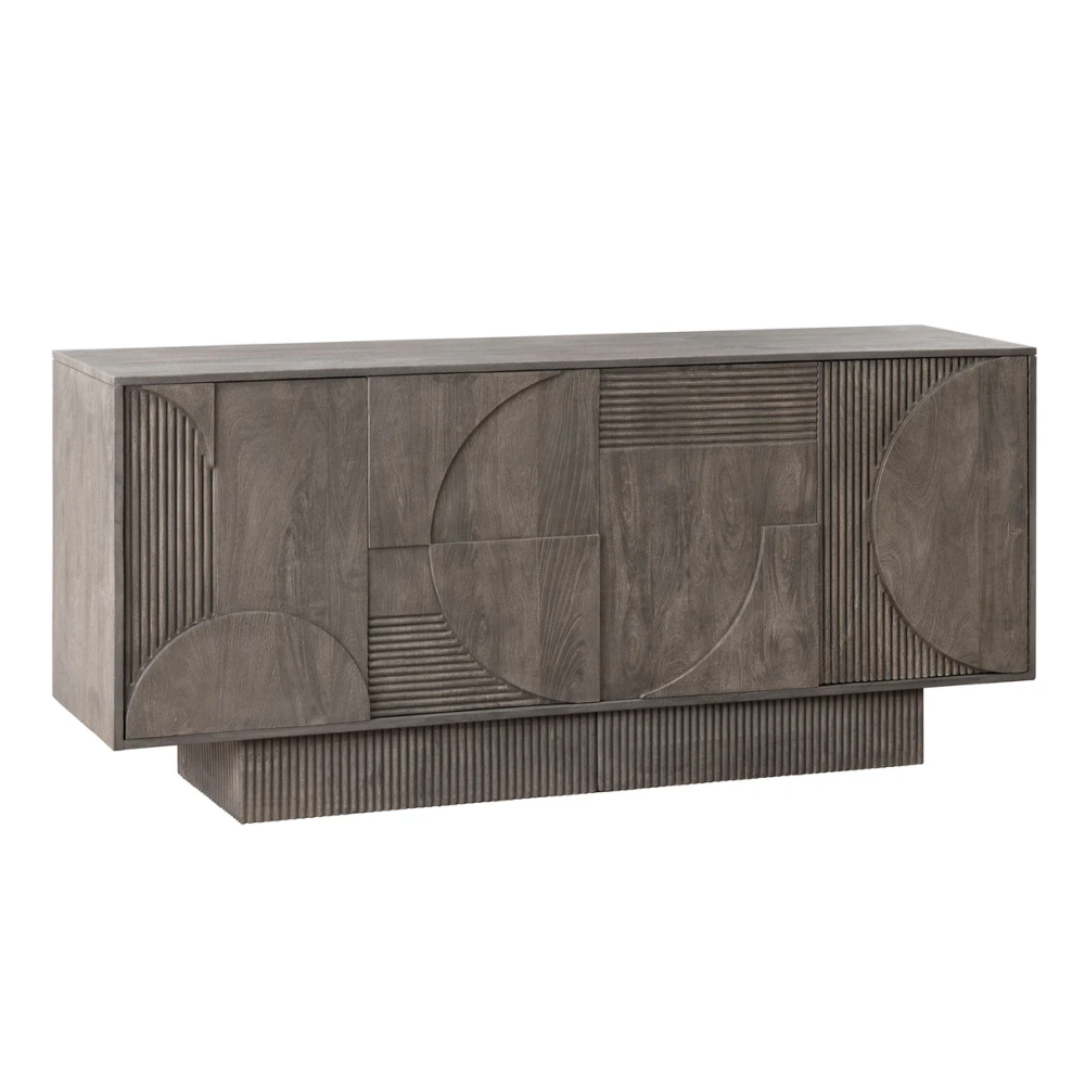 Komoda ART DECO 170cm 3D mangové dřevo, šedá  Místnosti 46801