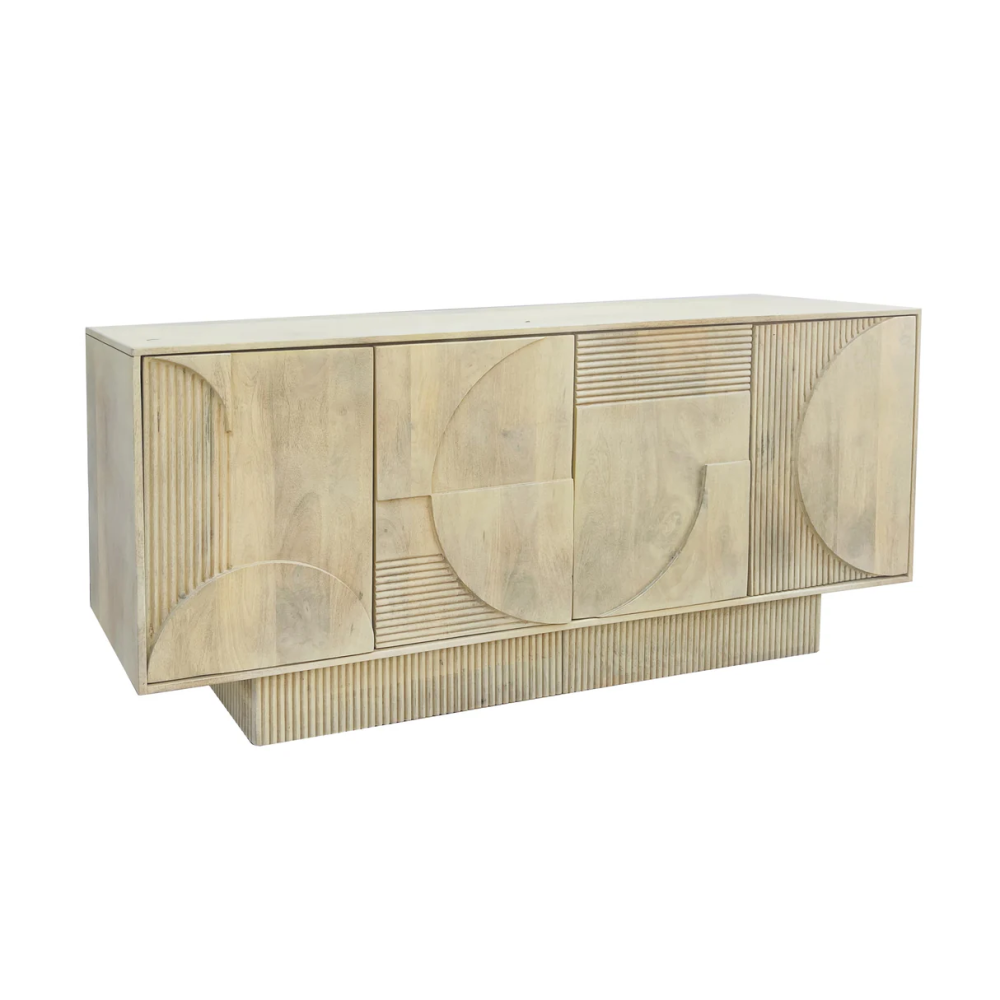 Komoda ART DECO 170cm 3D mangové dřevo, přírodní bílá  Místnosti 46800