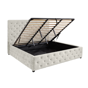 Postel PARIS 180x200cm sametová, imitace CHESTERFIELD, šampaňsko béžová s úložným prostorem  Místnosti 48076