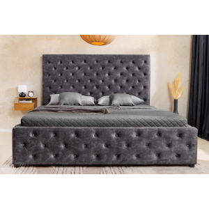 Postel PARIS 180x200cm, vzhled CHESTERFIELD, sametově šedá, s úložným prostorem  Místnosti 45639
