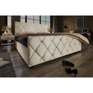 Postel ELYSIUM 180x200cm sametová šampaňsko béžová s úložným prostorem  Místnosti 45920