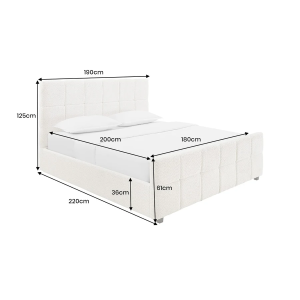 Postel PRESTIGE 180x200cm buclé krémová s úložným prostorem  Místnosti 45922