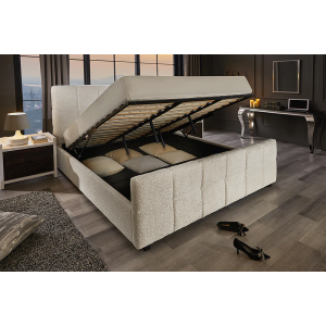 Postel PRESTIGE 180x200cm buclé krémová s úložným prostorem  Místnosti 45922