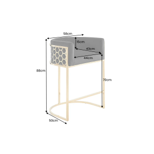 Barová židle ELEGANCE sametově černá se zlatou nerezovou konstrukcí  Místnosti 47502