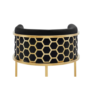 Barová židle ELEGANCE sametově černá se zlatou nerezovou konstrukcí  Místnosti 47502