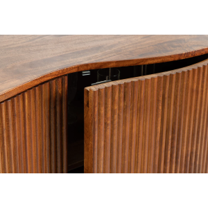 Komoda GRANDEUR 180cm 3D retro styl mangové dřevo hnědá s černými kovovými nohami  Místnosti 47147