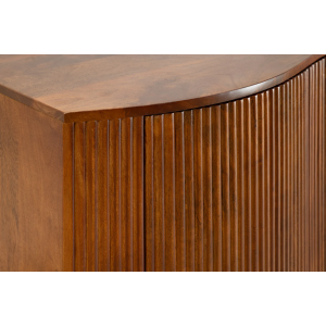 Komoda GRANDEUR 180cm 3D retro styl mangové dřevo hnědá s černými kovovými nohami  Místnosti 47147