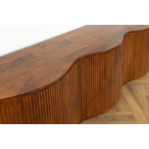 Komoda GRANDEUR 180cm 3D retro styl mangové dřevo hnědá s černými kovovými nohami  Místnosti 47147