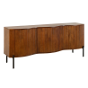 Komoda GRANDEUR 180cm 3D retro styl mangové dřevo hnědá s černými kovovými nohami  Místnosti 47147
