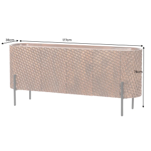 Komoda ADLON 180cm 3D mangovníkové dřevo hnědá s černými kovovými nohami  Nábytek 47148