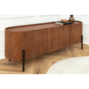 Komoda ADLON 180cm 3D mangovníkové dřevo hnědá s černými kovovými nohami  Nábytek 47148