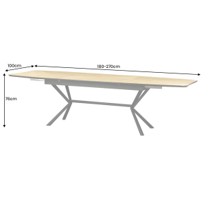 Jídelní stůl GRANDEZZA 180-270 cm rozkládací, imitace přírodního dubu, s černou kovovou konstrukcí  Obývací pokoj 46554
