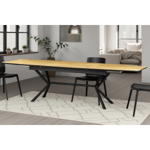 Jídelní stůl GRANDEZZA 180-270 cm rozkládací, imitace přírodního dubu, s černou kovovou konstrukcí  Obývací pokoj 46554
