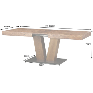 Jídelní stůl RANCHO 160-200cm rozkládací borovicový přírodní černý  Místnosti 46555