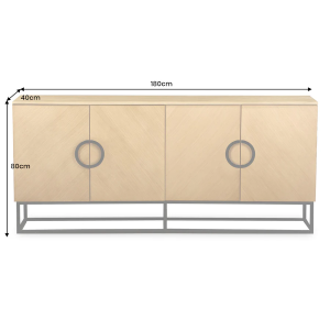 Komoda GRANDEZZA 180 cm, imitace dubového dřeva, s černým kovovým rámem  Místnosti 46698