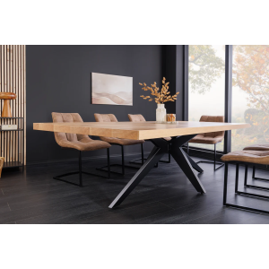 Jídelní stůl ZEUS 200 cm, imitace přírodního dubu, s černou kovovou konstrukcí  Místnosti 46574