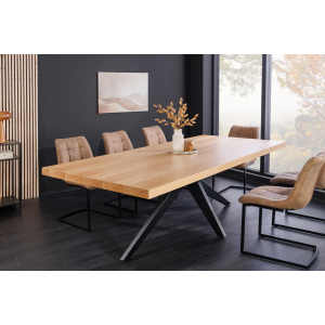 Jídelní stůl ZEUS 200 cm, imitace přírodního dubu, s černou kovovou konstrukcí  Místnosti 46574