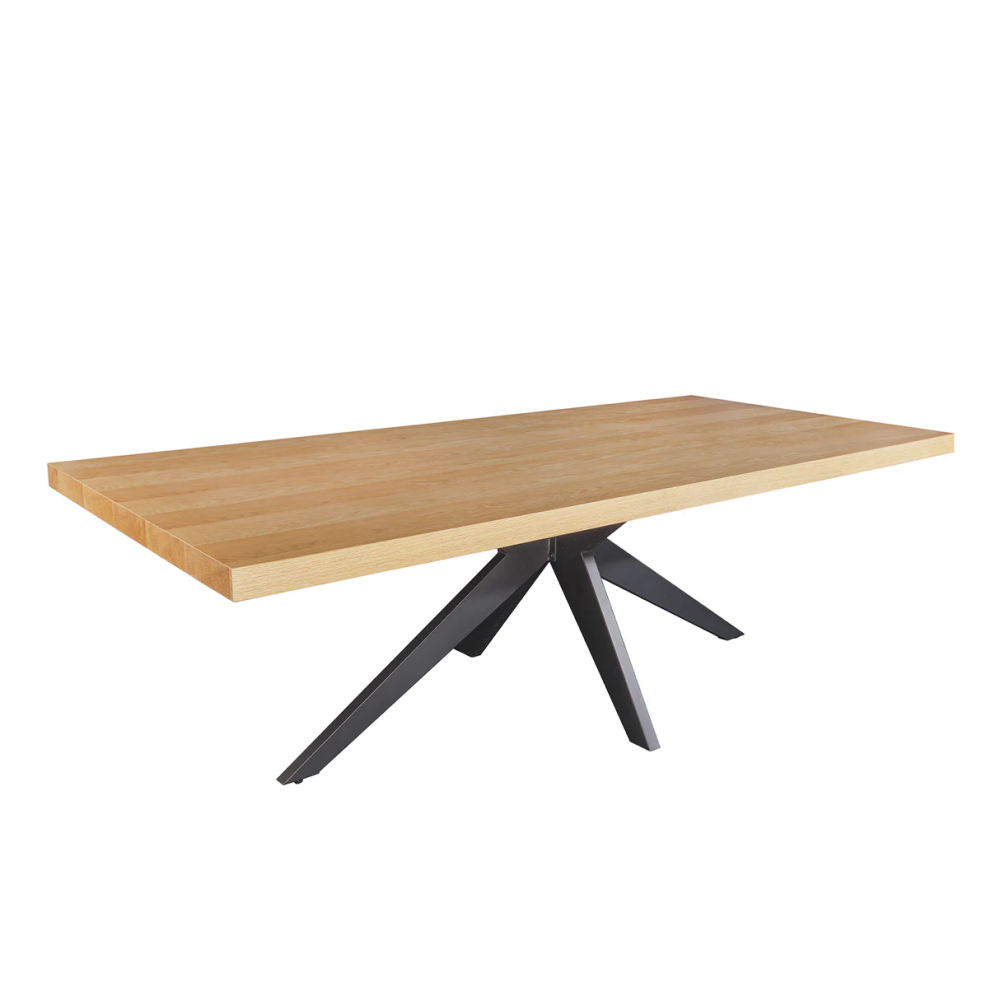 Jídelní stůl ZEUS 200 cm, imitace přírodního dubu, s černou kovovou konstrukcí  Místnosti 46574