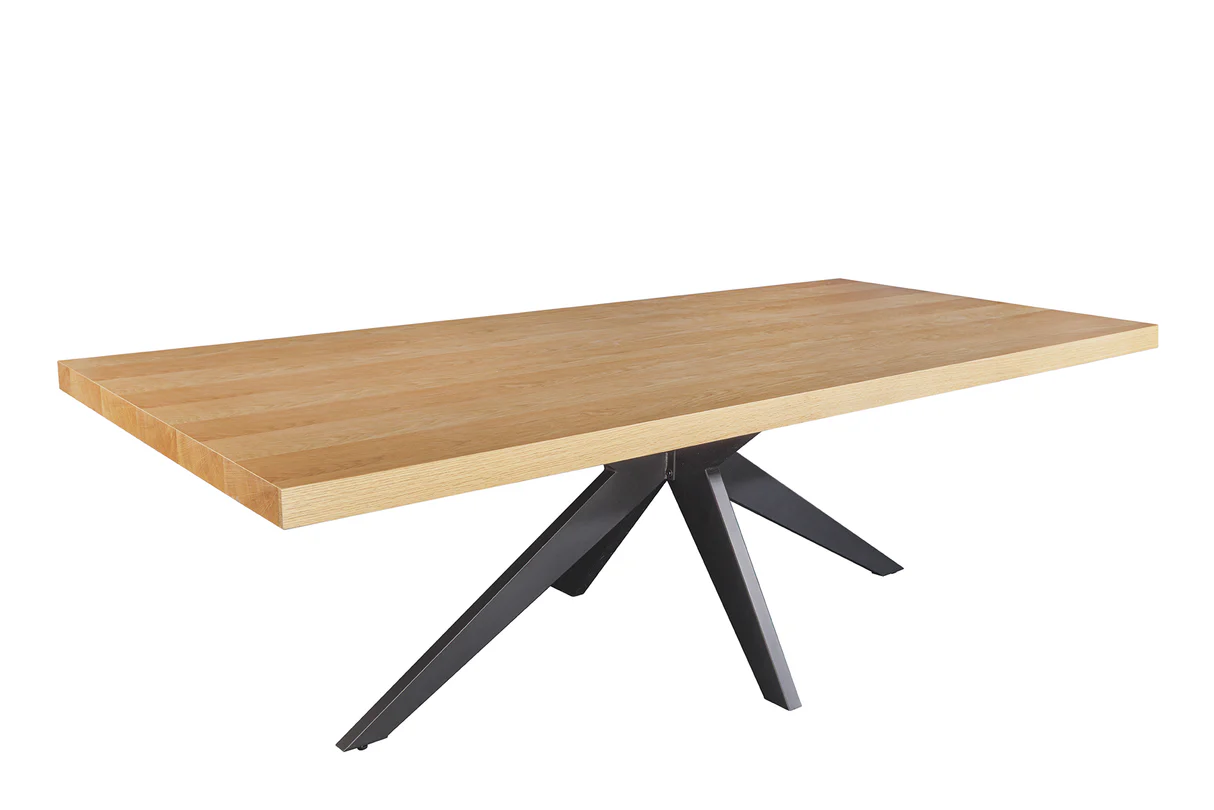 Jídelní stůl ZEUS 200 cm, imitace přírodního dubu, s černou kovovou konstrukcí  Místnosti 46574