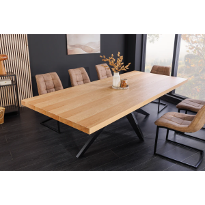 Jídelní stůl ZEUS 200 cm, imitace přírodního dubu, s černou kovovou konstrukcí  Místnosti 46574
