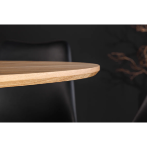 Jídelní stůl ATELIER 120 cm kulatý, imitace přírodního dubu, s černou kovovou konstrukcí  Místnosti 46559