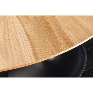 Jídelní stůl ATELIER 120 cm kulatý, imitace přírodního dubu, s černou kovovou konstrukcí  Místnosti 46559