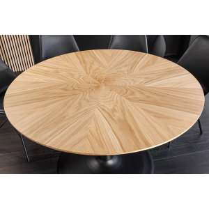 Jídelní stůl ATELIER 120 cm kulatý, imitace přírodního dubu, s černou kovovou konstrukcí  Místnosti 46559