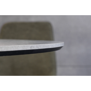 Jídelní stůl ATELIER 120 cm kulatý, šedý, kamenný vzhled, s černými kovovými nohami  Místnosti 46570