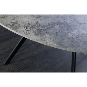 Jídelní stůl ATELIER 120 cm kulatý, šedý, kamenný vzhled, s černými kovovými nohami  Místnosti 46570