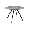 Jídelní stůl ATELIER 120 cm kulatý, šedý, kamenný vzhled, s černými kovovými nohami  Místnosti 46570