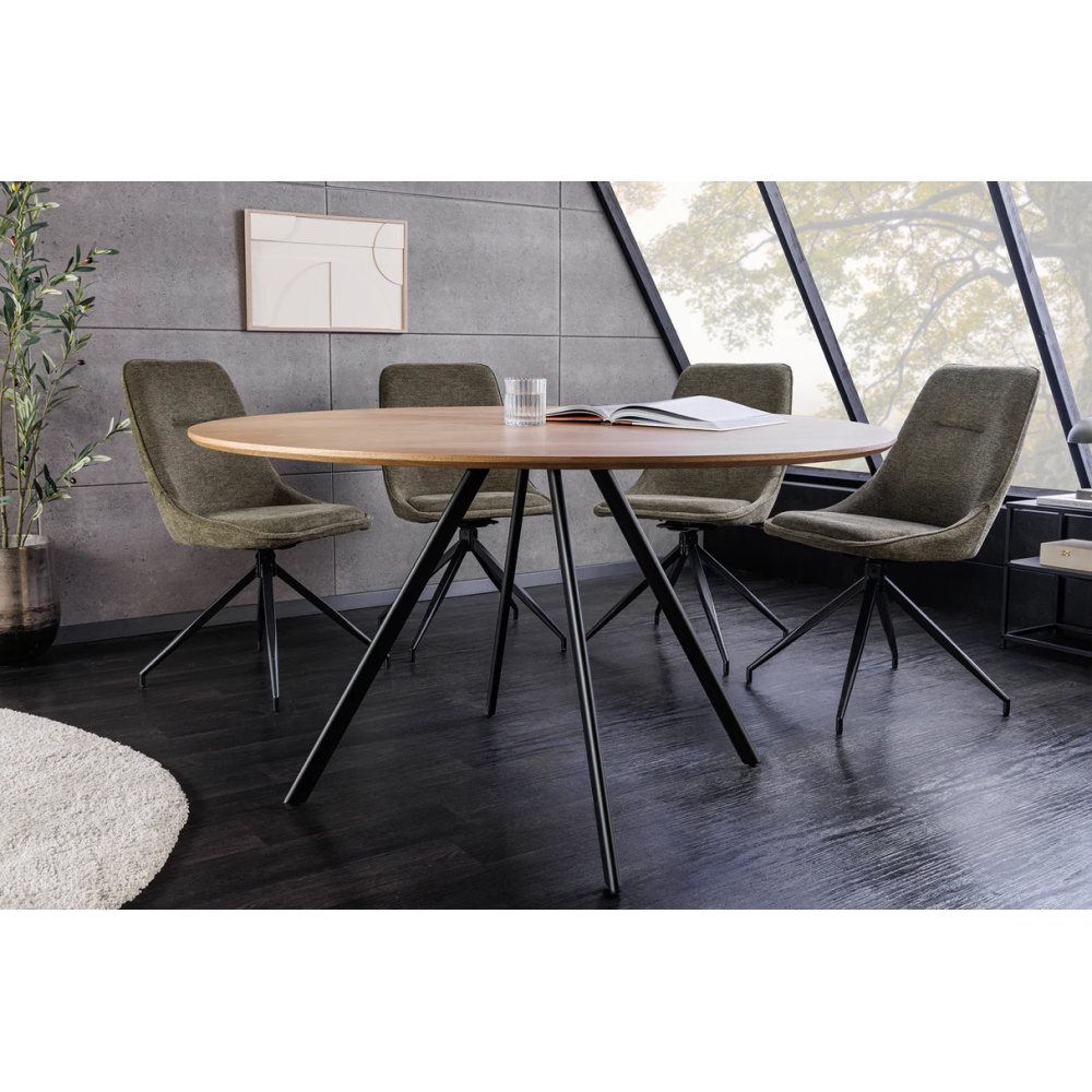 Jídelní stůl ATELIER 120 cm kulatý, imitace přírodního dubu, s černými kovovými nohami  Místnosti 46572