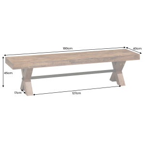 Lavice GOLIATH 180cm borovicové dřevo přírodní černá  Místnosti 46562
