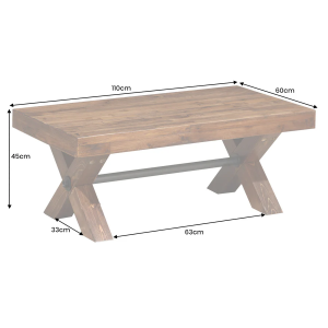 Konferenční stolek GOLIATH 110 cm borovicový, přírodní černý  Místnosti 46561
