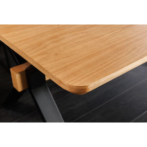 Jídelní stůl GIANT 180-300 cm rozkládací, imitace přírodního dubu, s černou kovovou konstrukcí  Místnosti 46563