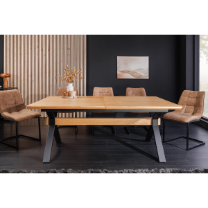 Jídelní stůl GIANT 180-300 cm rozkládací, imitace přírodního dubu, s černou kovovou konstrukcí  Místnosti 46563