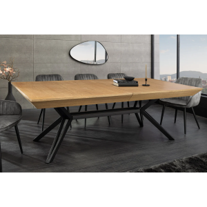 Jídelní stůl GIANT 200-320 cm rozkládací, imitace přírodního dubu, s černou kovovou konstrukcí  Místnosti 45666