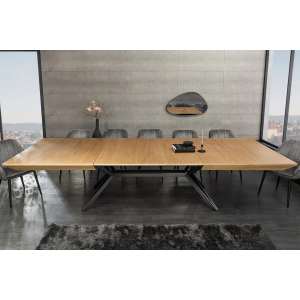 Jídelní stůl GIANT 200-320 cm rozkládací, imitace přírodního dubu, s černou kovovou konstrukcí  Místnosti 45666