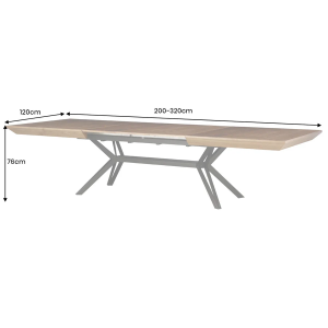 Jídelní stůl GIANT 200-320 cm rozkládací, imitace ořechového dřeva, s černou kovovou konstrukcí  Místnosti 46567
