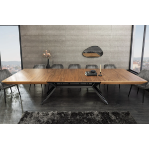 Jídelní stůl GIANT 200-320 cm rozkládací, imitace ořechového dřeva, s černou kovovou konstrukcí  Místnosti 46567