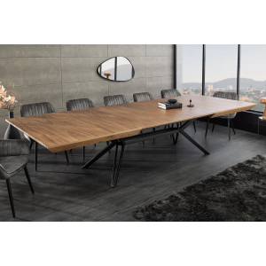 Jídelní stůl GIANT 200-320 cm rozkládací, imitace ořechového dřeva, s černou kovovou konstrukcí  Místnosti 46567