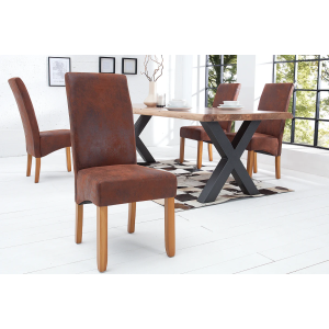 2SET Židle CASA vintage vzhled světle kávová mikrovlákno  Nábytek 21133