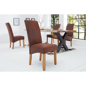 2SET Židle CASA vintage vzhled světle kávová mikrovlákno  Nábytek 21133