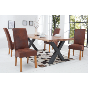 2SET Židle CASA vintage vzhled světle kávová mikrovlákno  Nábytek 21133