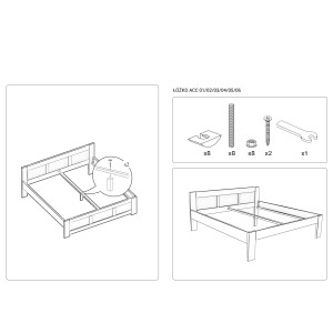 Masivní postel Corona 180x200 + 2x noční stolek Corona - SKLADEM Corona Dvoulůžkové manželské postele MHACC03/COM