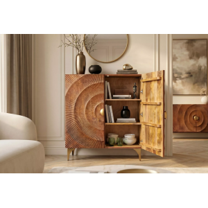 Vysoká komoda GOLDEN SUNSET 120 CM hnědá masiv mango Black Místnosti 49242