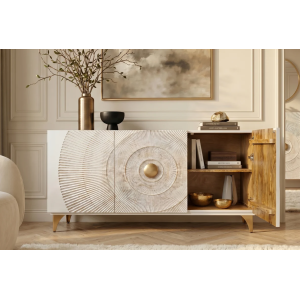 Komoda GOLDEN SUNSET 140 CM bílá masiv mango  Místnosti 48844