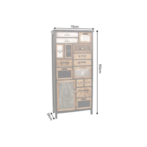 Vysoká komoda SECRETS 150 CM masiv borovice  Místnosti 48163